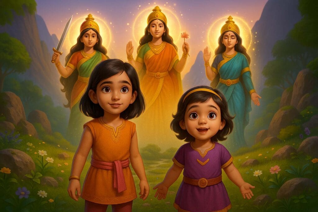 Amaira aur Duggu Ki Magic Series, magic stories for kids, Amaira and Duggu series, Hindi English kids story, fantasy adventure for children, moral story with magic, goddess valley story, time travel story, powerful kids tales