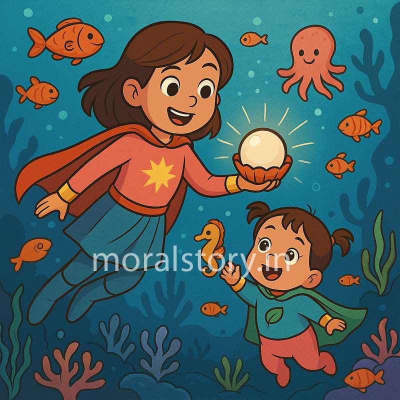 moral story in Hindi, underwater adventure, Amaira and Duggu, lost kingdom story, kids fantasy story, short moral stories, Hindi kahani, bachchon ki kahaniyan, ocean adventure