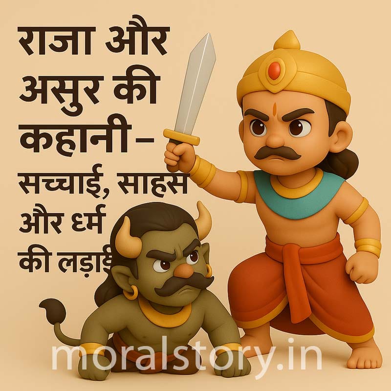 Raja aur Asur story, Hindi moral story, Indian mythology story, Indian king vs demon, Raja and Asura story in Hindi, Raja aur Asur ki kahani, Raja ki veerta ki kahani, Dharma vs Adharma, inspirational story in Hindi and English