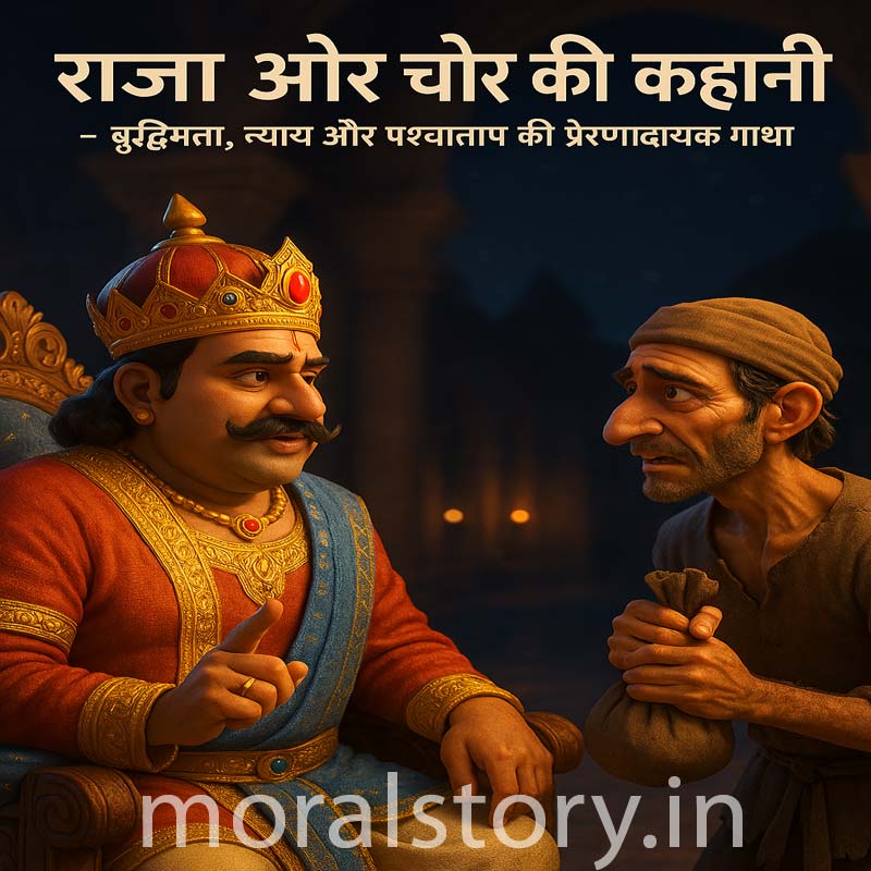 राजा और चोर की कहानी, हिंदी नैतिक कहानी, चोर की सच्चाई, प्रेरणादायक कहानी, moralstory.in, बुद्धिमान राजा, पश्चाताप की कहानी, Story of the king and the thief, Hindi moral story, truth of the thief, inspirational story, wise king, story of repentance