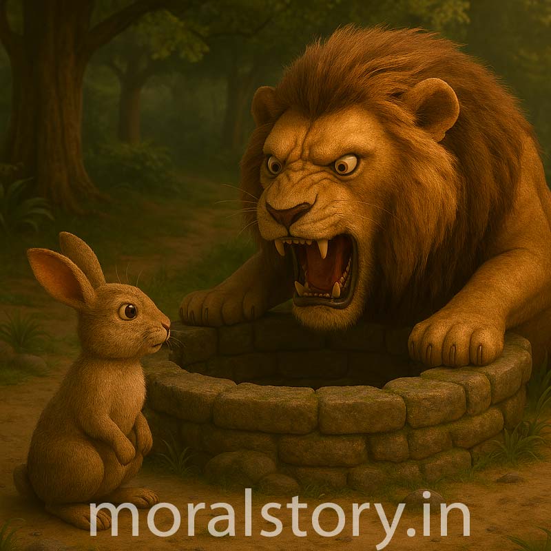 सिंह और चालाक खरगोश की कहानी, पंचतंत्र कहानियाँ, नैतिक कहानी हिंदी में, पंचतंत्र बाल कहानियाँ, जंगल की कहानी, पंचतंत्र सिंह की कहानी, moral story in Hindi, clever rabbit story, lion and rabbit, moralstory.in