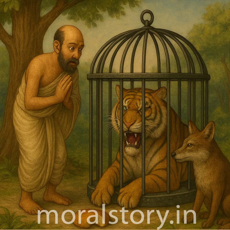 बाघ ब्राह्मण और सियार कहानी, पंचतंत्र कहानियाँ, नैतिक कहानी हिंदी में, moral story in Hindi, Hindi motivational story, Panchatantra tales, moralstory.in
