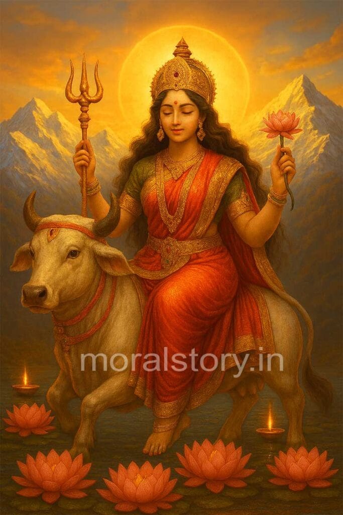 माँ शैलपुत्री कथा, नवरात्रि पहला दिन देवी, Navratri Day 1 story, नवरात्रि पूजा विधि, शैलपुत्री महत्व, दुर्गा के नौ स्वरूप, Maa Shailputri story, Navratri Day 1 goddess, first day of Navratri, Shailputri puja, Durga nine forms, Navratri rituals