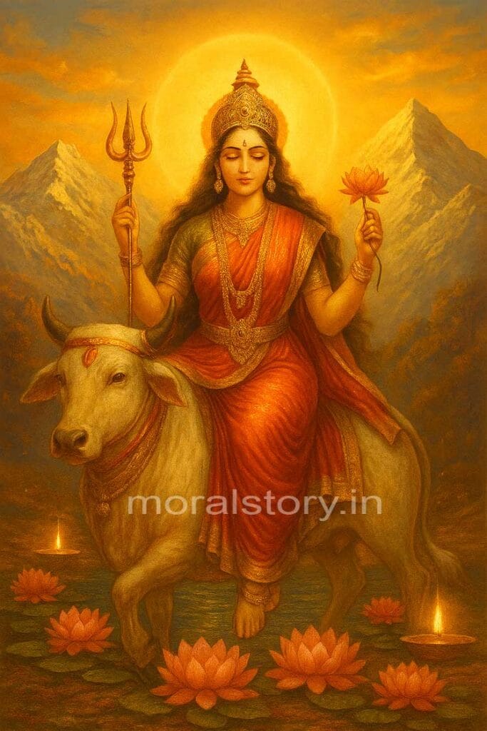 माँ शैलपुत्री कथा, नवरात्रि पहला दिन देवी, Navratri Day 1 story, नवरात्रि पूजा विधि, शैलपुत्री महत्व, दुर्गा के नौ स्वरूप, Maa Shailputri story, Navratri Day 1 goddess, first day of Navratri, Shailputri puja, Durga nine forms, Navratri rituals