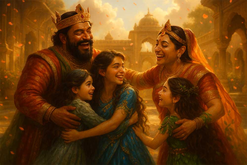 राजा की बेटियाँ कहानी, bichhadi beti kahani, emotional story in hindi, raja rani moral story, family love story, inspirational kahani, moralstory.in, hindi kahaniyaan, the king’s lost daughters story, inspirational english story, moral story in english, family love tale, emotional short story, moral fantasy story, moralstory.in