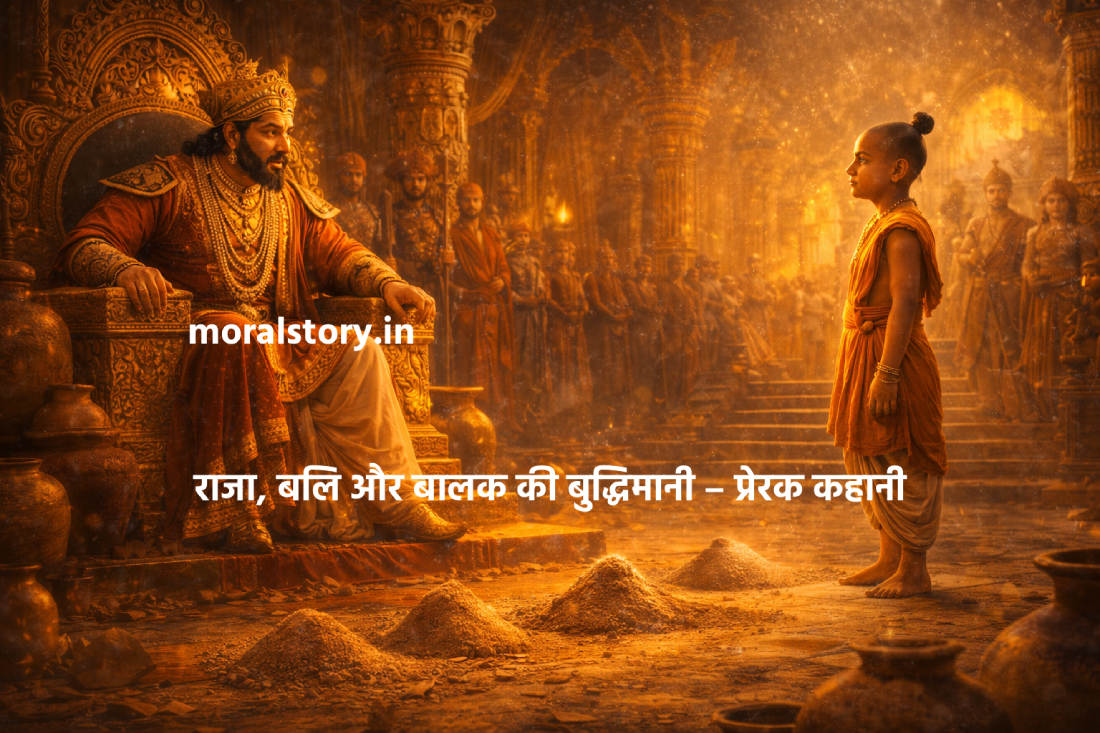 राजा, बलि और बालक की बुद्धिमानी कहानी | Raja Bali Aur Balak Ki Buddhi Moral Story in Hindi & English