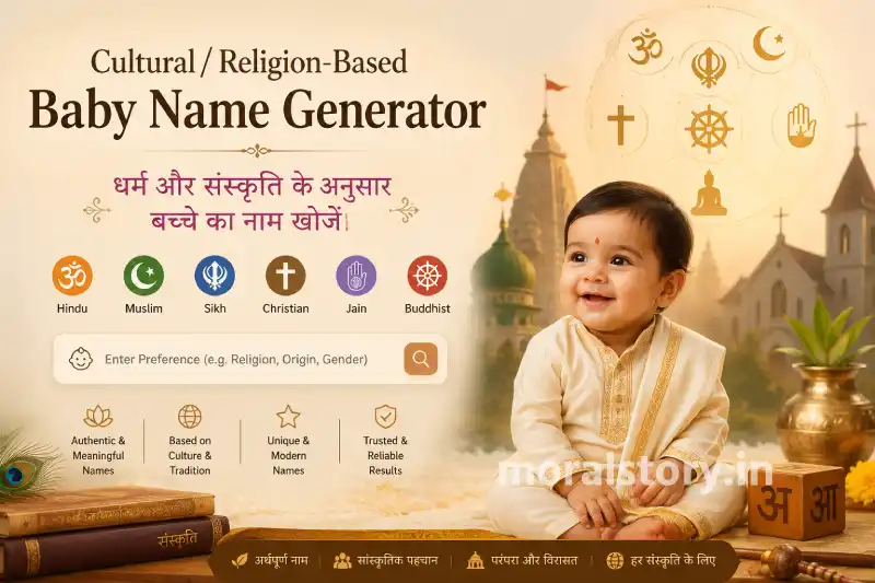 धर्म अनुसार बच्चे का नाम, बेबी नेम जनरेटर, हिंदू मुस्लिम बच्चे के नाम, सांस्कृतिक बेबी नाम, धार्मिक नाम खोजें, cultural baby name generator, religion based baby name generator, hindu muslim christian baby names, baby name by religion, authentic baby name tool
