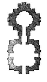 Temple plan of Rajarani temple, scale 50 ft to 1 inch