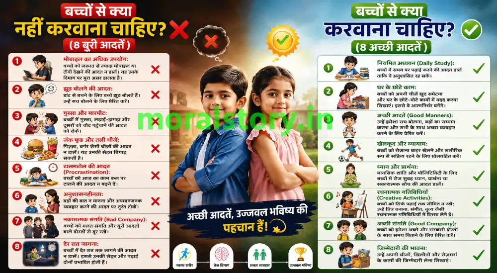 baccho ki acchi aadatein,  good habits for kids in hindi, बच्चों में संस्कार कैसे डालें, Good and Bad Habits, बच्चों से क्या करवाना चाहिए, बच्चों से क्या नहीं करवाना चाहिए