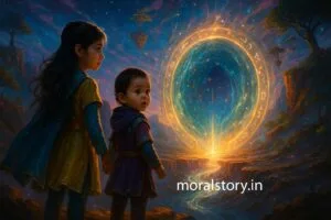 Amaira aur Duggu Magic Series – Part 9 : समय की जंजीरों से परे एक नया संसार 1 Amaira Duggu Magic Series, kids fantasy story in Hindi and English, time travel adventure, moral story for children, bilingual kids story, MoralStory.in stories
