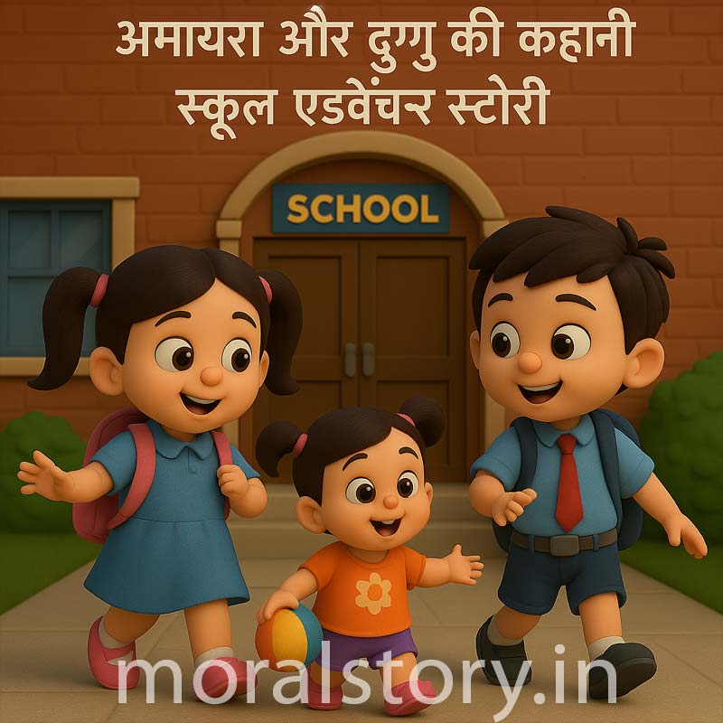 अमायरा और डुग्गू की कहानी, स्कूल एडवेंचर स्टोरी, बच्चों की नैतिक कहानी, हिंदी इंग्लिश में बच्चों की कहानी, school adventure moral story, amaira duggu story, kids hindi english story, moralstory.in