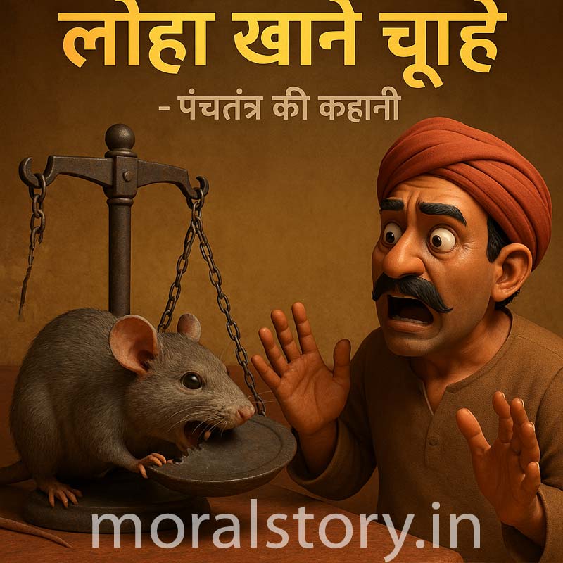 लोहा खाने वाले चूहे कहानी, पंचतंत्र कहानियाँ, नैतिक कहानी हिंदी में, moral story in Hindi, Hindi motivational story, Panchatantra tales, चतुराई की कहानी, moralstory.in