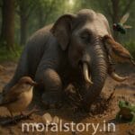 हाथी और गौरैया कहानी, hathi aur gauriyaa story, moral story in hindi, unity is strength story, hindi english moral story, short story with moral, animal story for kids, wisdom and courage story