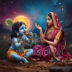 कृष्ण मिट्टी खाते हैं और यशोदा जी को विराट रूप का दर्शन