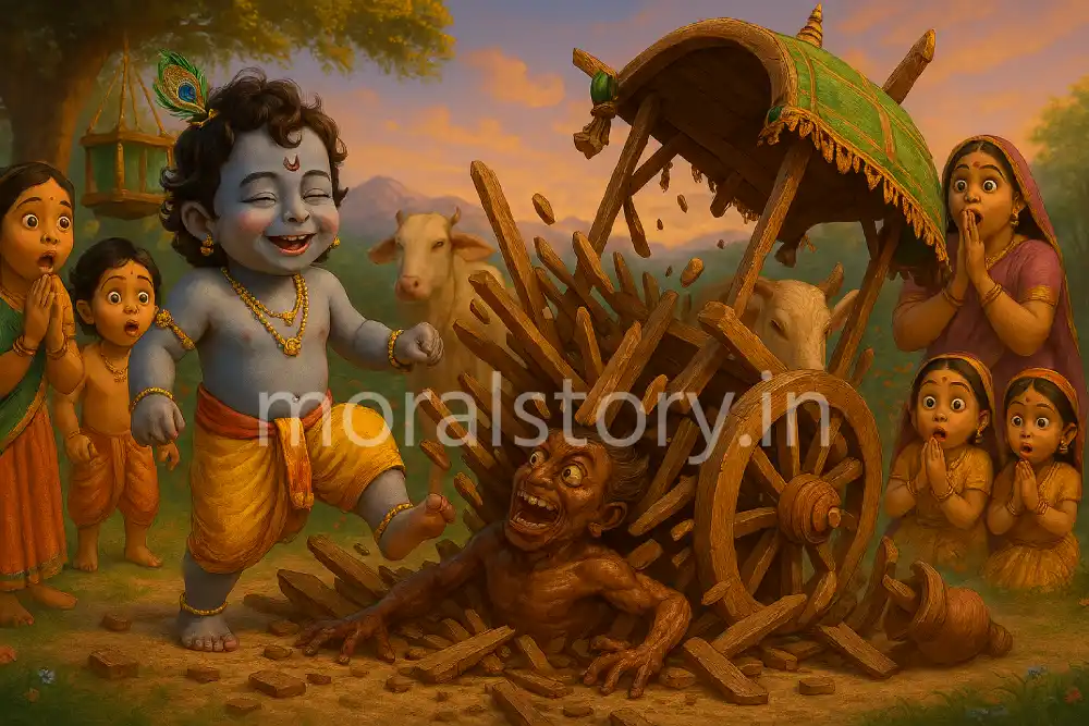 शकटासुर वध की कहानी, Shakatasura Vadh in Hindi, Krishna kills Shakatasura, श्रीकृष्ण की बाल लीलाएँ, Radha Krishna Stories, moralstory.in