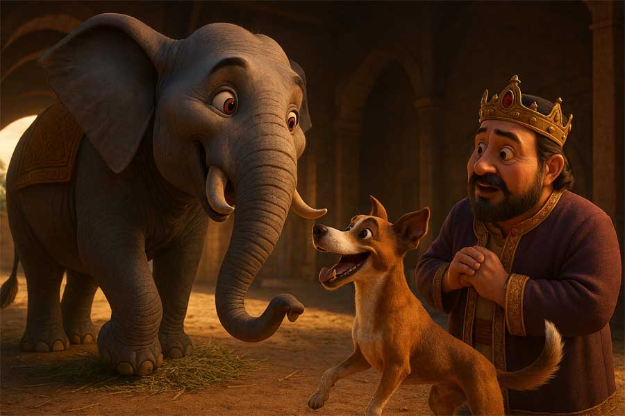हाथी और कुत्ता कहानी, Elephant and Dog Panchatantra, moral stories in hindi, panchatantra tales, moralstory.in, दोस्ती की कहानियाँ, बच्चों की कहानियाँ