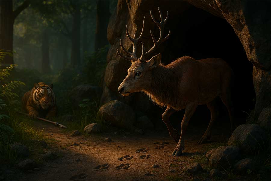 द ओल्ड स्टैग कहानी, Old Stag Panchatantra, moral stories in hindi, panchatantra tales, moralstory.in, नैतिक कहानियाँ, बच्चों की कहानियाँ