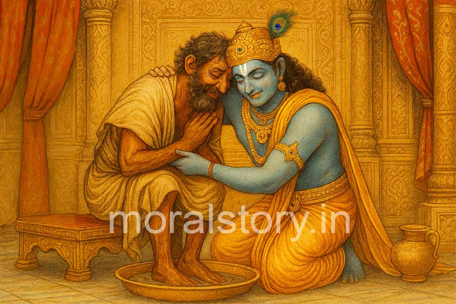 कृष्ण और सुदामा , कृष्ण और सुदामा की कहानी, Krishna Sudama Story in Hindi, true friendship story, moralstory.in, श्रीकृष्ण की कथा, bhakti stories, Radha Krishna friendship