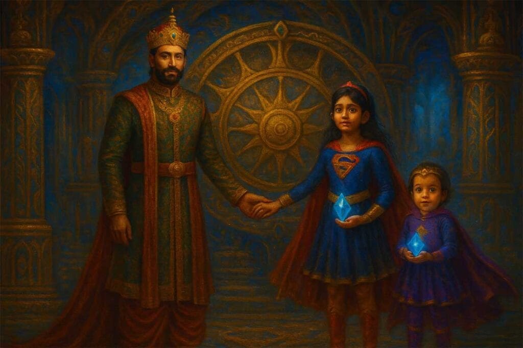 अमायरा और डुग्गू, कालचक्र का रहस्य , राजा-रानी की प्रतिज्ञा, Amayra and Duggu story, Indian mythology story in Hindi, Raja Rani love story, time travel Indian tale, Kalachakra story in Hindi, fantasy moral story, Amayra Duggu part 4, mythological adventure story, moral story based on time