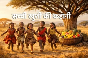 सच्ची खुशी की कहानी, ubuntu moral story in hindi, african tribe children story, short inspirational stories, sharing and caring stories, moralstory.in motivation, bacho ki shikshaprad kahaniya, mai hu kyunki hum hai, human values short story, एकता की शक्ति की कहानी